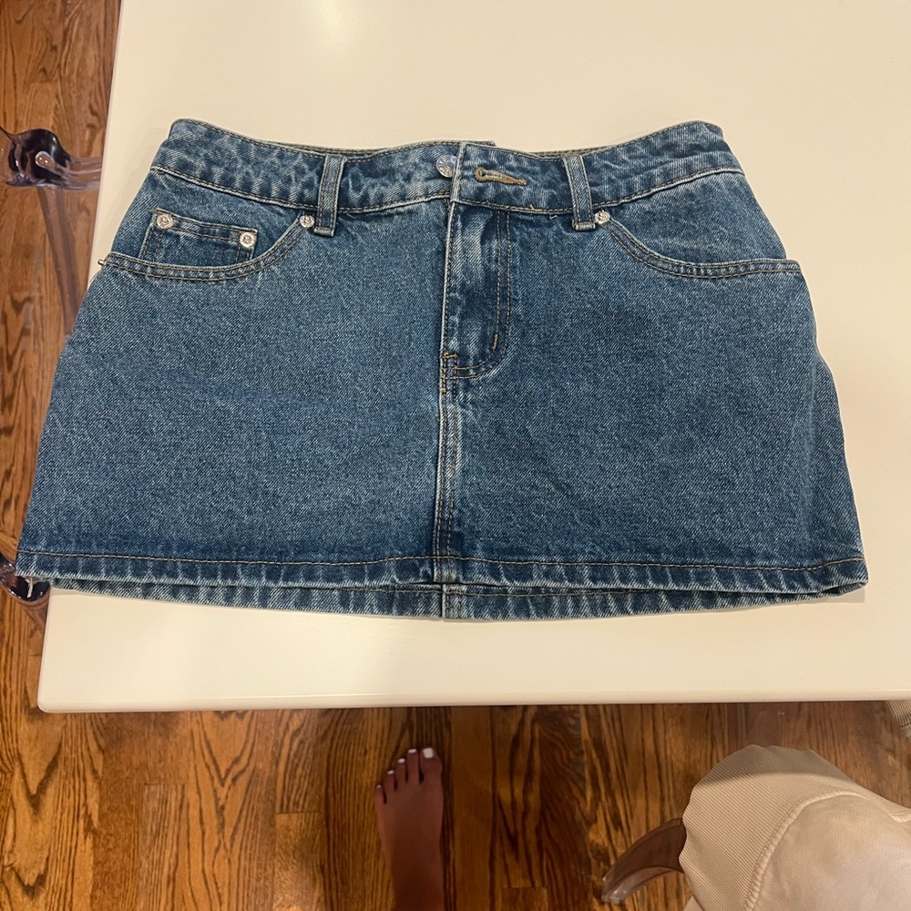 Edikted Blue Denim Mini Skirt